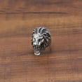 thumbnail image 2 of 316L Stainless Steel New Silver Mens Lion Head Ring Biker Jewelry Size 8-12, 2 of 6