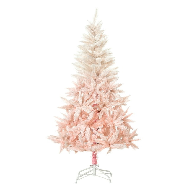 HOMCOM 5ft Artificial Christmas Tree Home Decoration Automatic Open, Pink