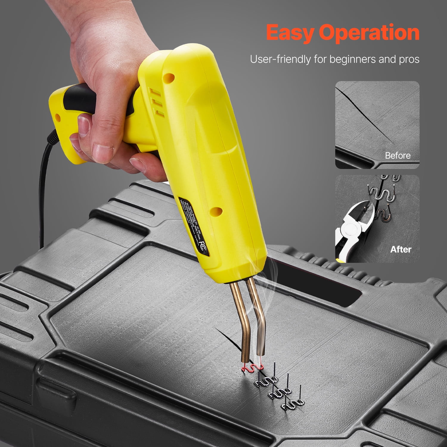 KFFKFF Polymer Fusion Set, 220W Polymer Fusion Tool with 800 Hot Fasteners & 56 Fusion Bars, Expert Hot Fastener Fusion Tool with LED Illumination, Portable Container for Canoe, Playthings