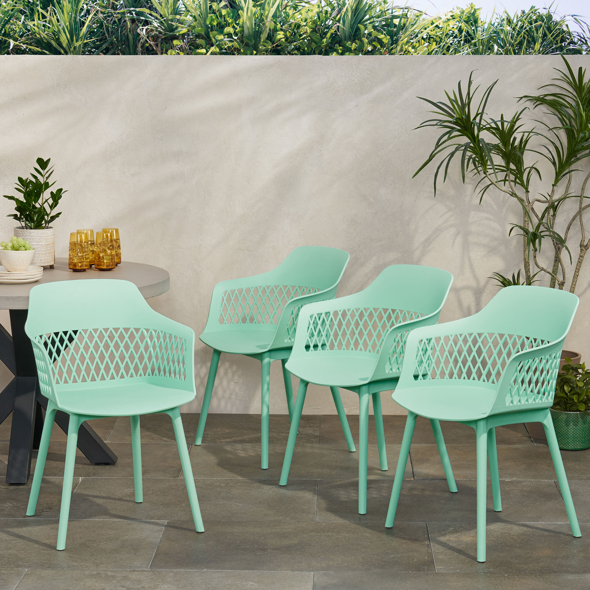 GDF Studio Airyanna Outdoor Modern Dining Chair, Set of 4, Mint - image 2 of 7