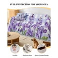 thumbnail image 4 of Purple Flowers Couch Cover, Butterfly Spring Floral Checkered Farmhouse Sofa Cover Blanket for 1 Seat Cushion, Sectional Sofa Slipcover Furniture Protector for Living Room Bedroom 71''x91'', 4 of 9