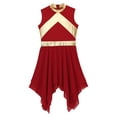 thumbnail image 6 of iiniim Kids Girls Dance Contrast Color Sleeveless High Low Dress Dancewear Burgundy 8, 6 of 7