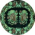 thumbnail image 1 of Ahgly Company Machine Washable Indoor Round Medallion Turquoise Blue French Area Rugs, 5' Round, 1 of 4