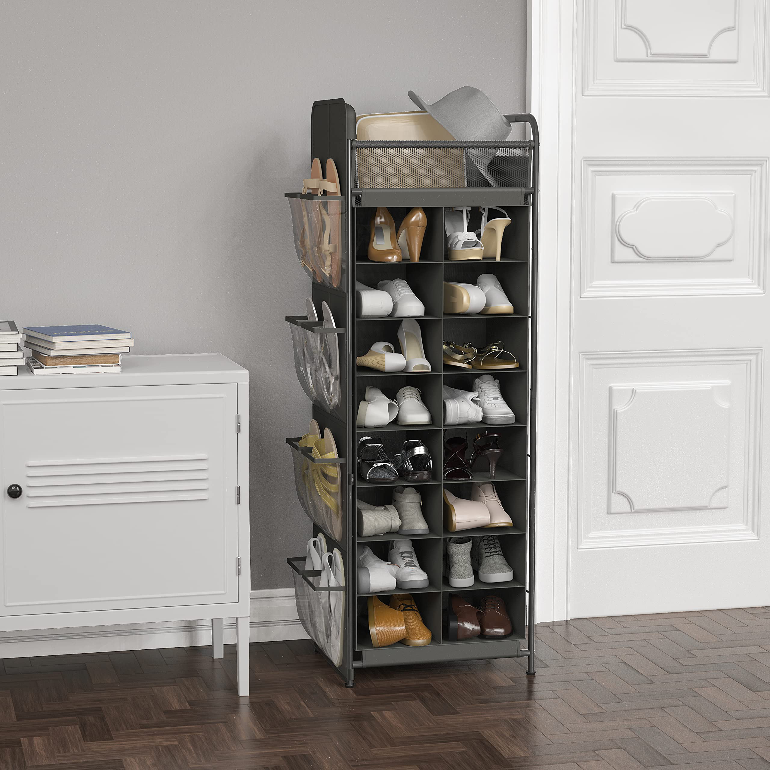 Simple Houseware 4-Tier Shoe Rack Storage Organizer 20-Pair Grey