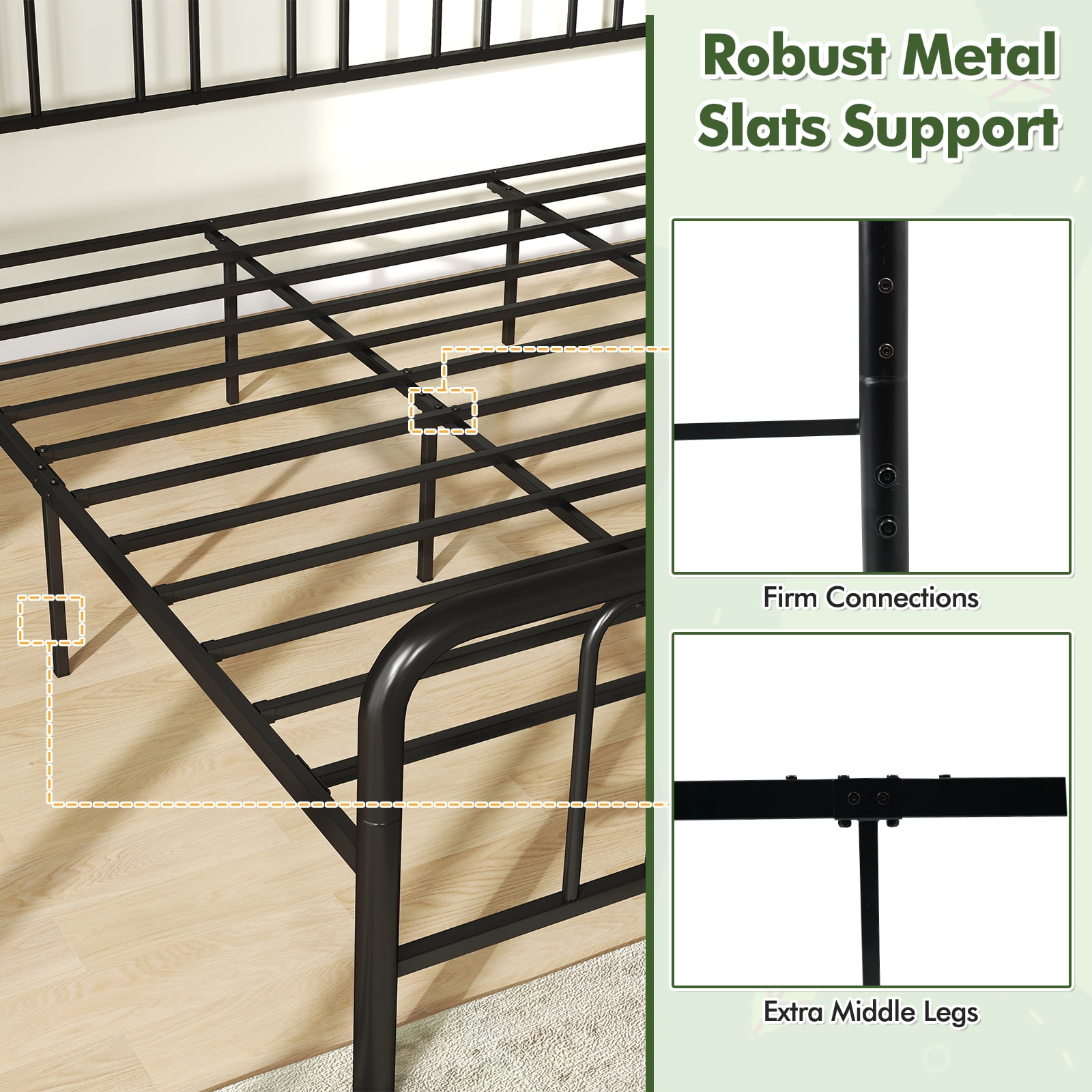 Gymax King Size Metal Bed Frame Headboard Footboard Platform Mattress Foundation
