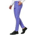thumbnail image 4 of INSPIRE CHIC Men's Formal Color Block Slim Fit Flat Front Plaid Dress Pants, 4 of 6
