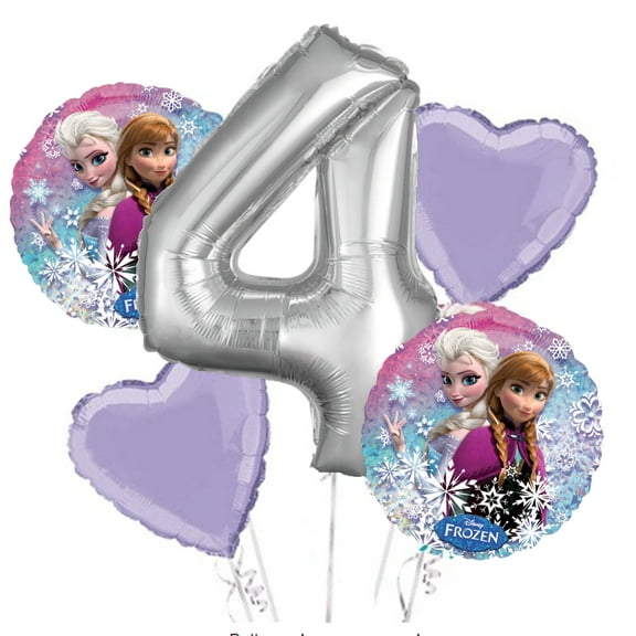 Anagram 34"/18"/19" Birthday Party 4th Frozen Balloons Foil, Multicolored, 5 Count