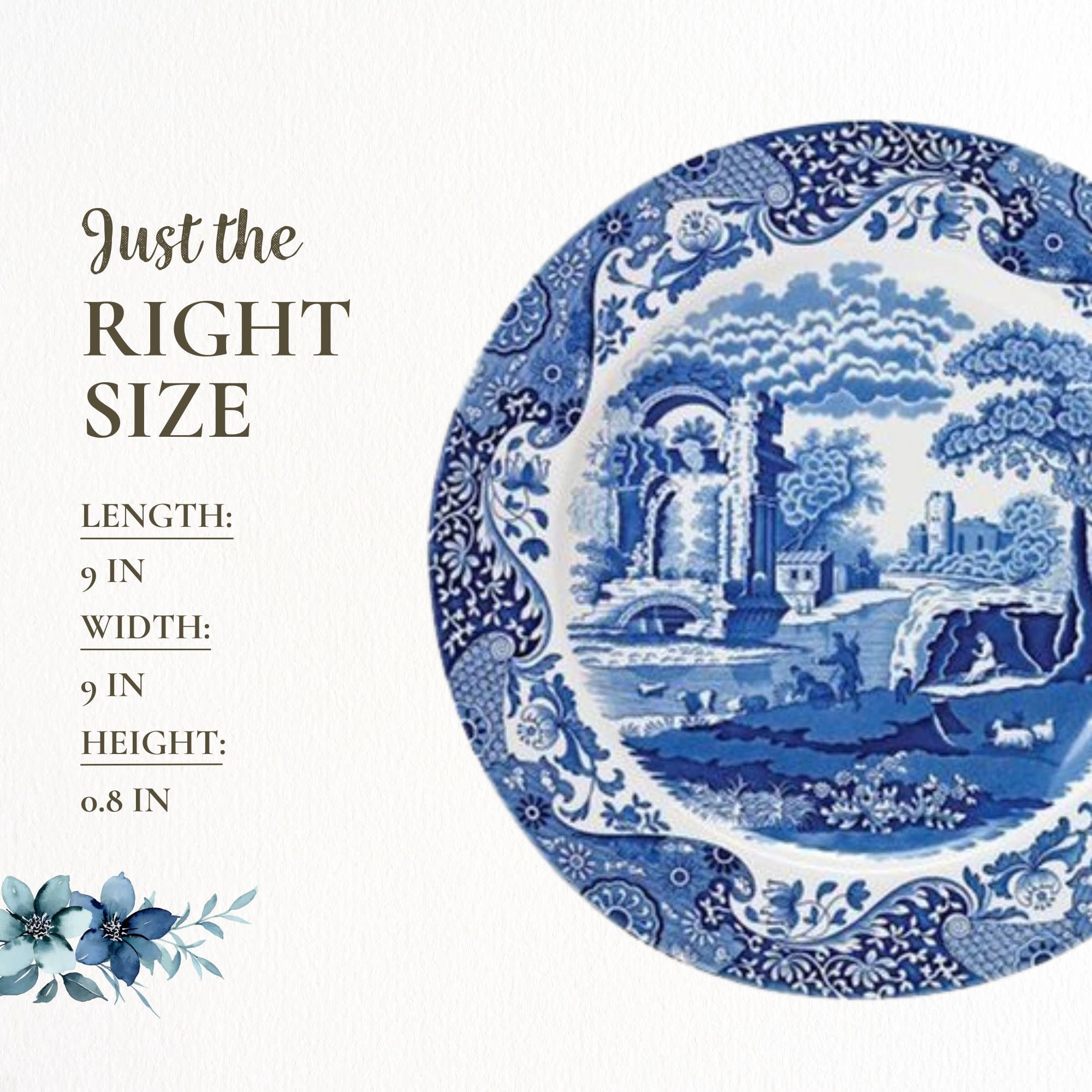 Spode Blue Italian Fine Earthenware 8-Inch Salad Plate, Dishwasher