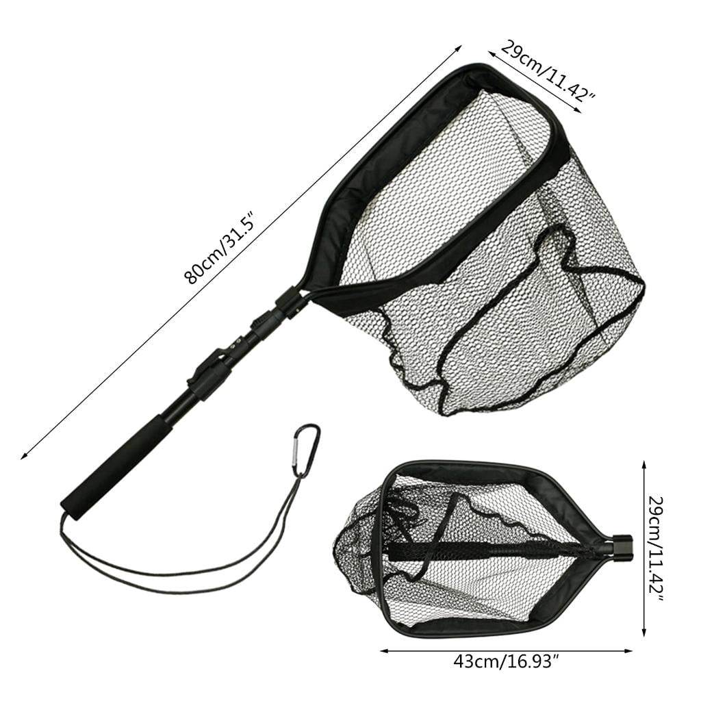 Yihuala Fishing Net Dip Net Fish Landing Net Safe Fish Net Dip Net EVA Handle Knotless Rubber Fishing Net