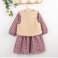 thumbnail image 6 of StylesILove Baby Toddler Girls Red & White Plaid Long Sleeve Dress and Fleece Vest 2pcs Winter Holiday Dressy Outfit (6), 6 of 6