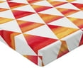 thumbnail image 2 of Ambesonne Abstract Fitted Sheet, Triangle Geometric Art, Queen Size, Orange Scarlet, 2 of 3