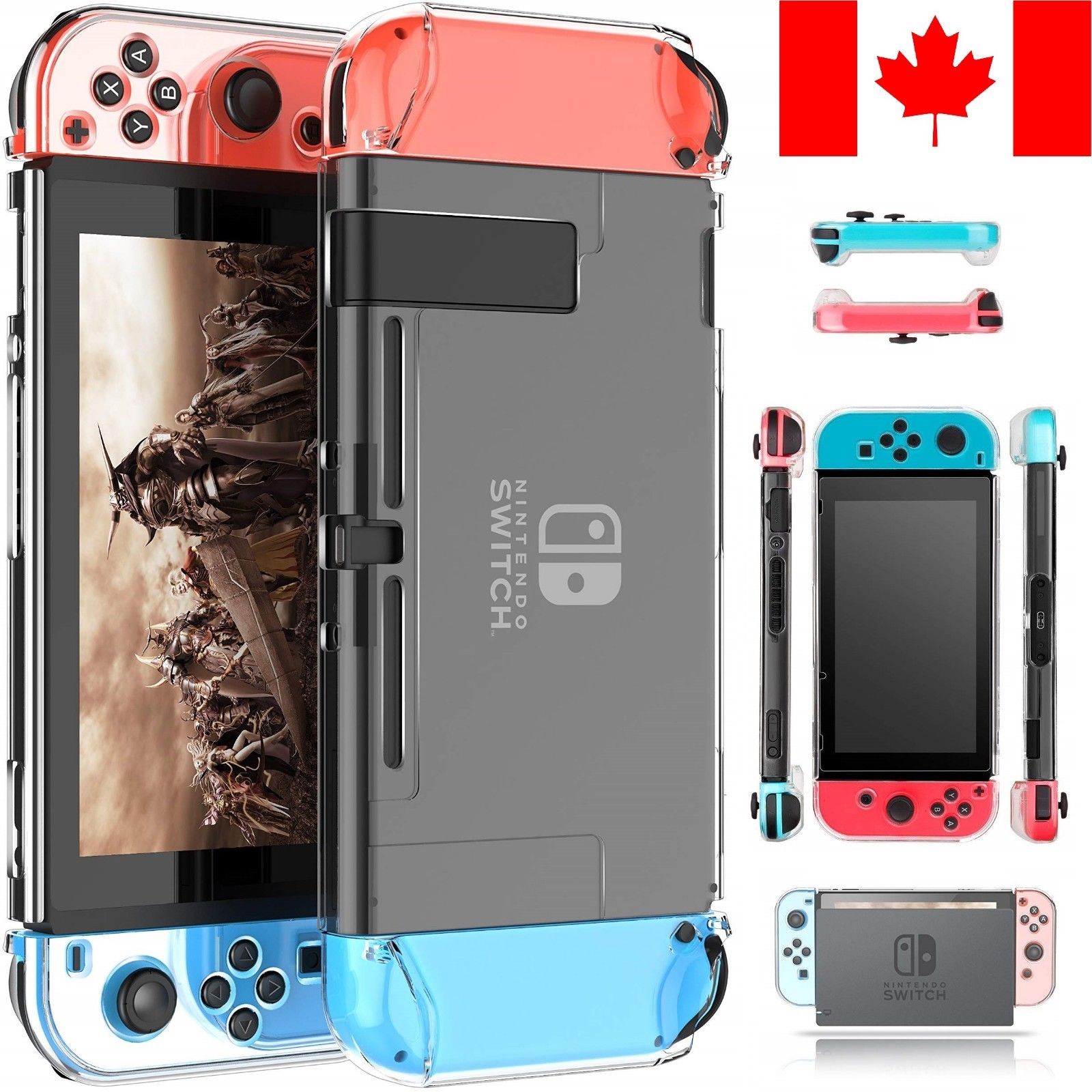 Nintendo Switch Case Clear Protective Hard Shell Slim Dockable Joy