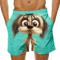 thumbnail image 2 of BRGZLK Mens Beach Shorts Summer Drawstring Waist Funny Cute Expression Of Puppy Print Summer Swim Trunks Novelty Beachwear Sports Vacation Shorts with Pockets, 2 of 6