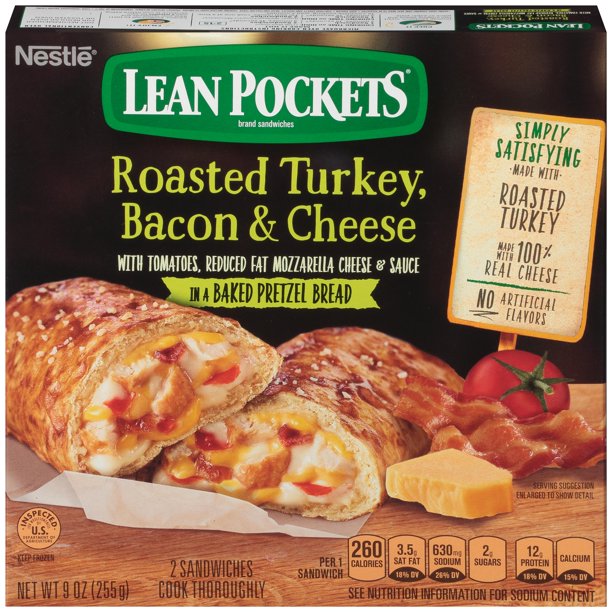 LEAN POCKETS Roasted Turkey, Bacon & Cheese Frozen Sandwiches 2 ct Box