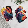 thumbnail image 5 of Colorful Lone Wolf Oven Mitt And Pot Holder Set Oven Glove for Kitchen Baking Cooking Grilling, 5 of 6