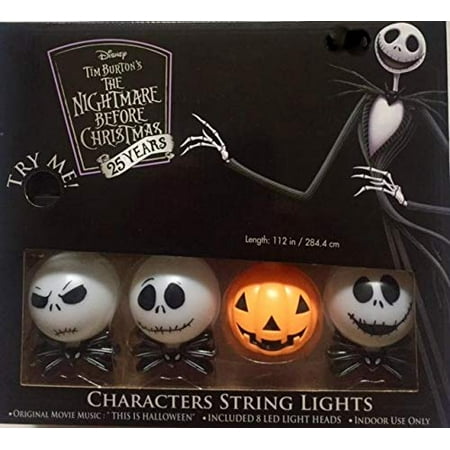 The Nightmare Before Christmas 25 Years The Many Faces of Jack Skellington and the Pumpkin King 8 Ct Musical String Lights - Plays