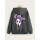 thumbnail image 2 of Sudadera Con Capucha Y Cremallera Con Estampado De Letras Y Gráficos De Fantasmas, Sudadera Informal De Manga Larga Con Cordón, Ropa De Mujer, 2 of 4
