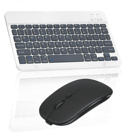 Rechargeable Bluetooth Keyboard and Mouse Combo Ultra Slim Full-Size Keyboard and Mouse for Motorola Moto Tab G70 and All Bluetooth Enabled Mac/Tablet/iPad/PC/Laptop - Shadow Grey with Purple Mouse