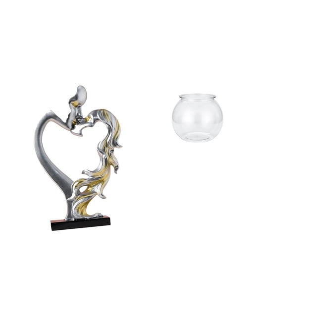 Estatua de pareja,Figura de pareja besándose,regalo de boda moderno,Acuario de escritorio,Pecera pequeña transparente,pecera,jarrón,mesa,Tanque de peces Contenedor de acuario transparente