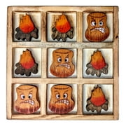 Handmade Old Fashioned Wooden TIC-TAC-TOE Game, Campfire & Marshmallows, by Wilcor