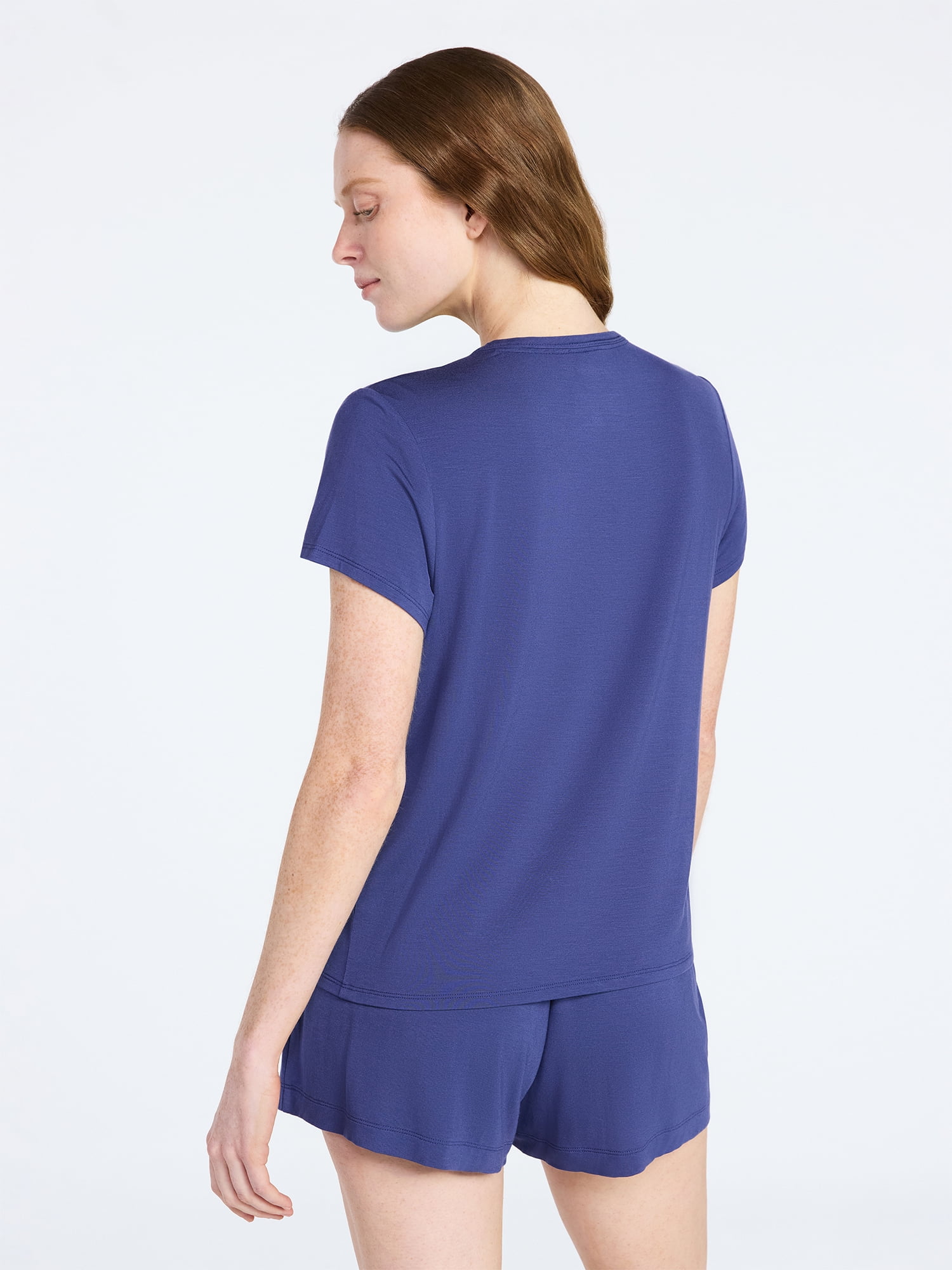 Joyspun Women’s Scoop Neck Sleepwear Modal Tee with Short Sleeves, Sizes S-3X