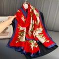 thumbnail image 6 of Elegant Floral Printed Satin Scarf, Versatile Shawl Wrap for Women,90-180cm,22, 6 of 59