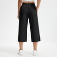 thumbnail image 6 of lmcalzta Capis Pants for Women High Waisted Loose Drawstring Lounge Pants Summer Casual Wide Leg Capris, 6 of 8