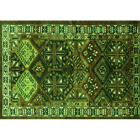 Ahgly Company Indoor Rectangle Persian Green Traditional Area Rugs, 5' x 8'