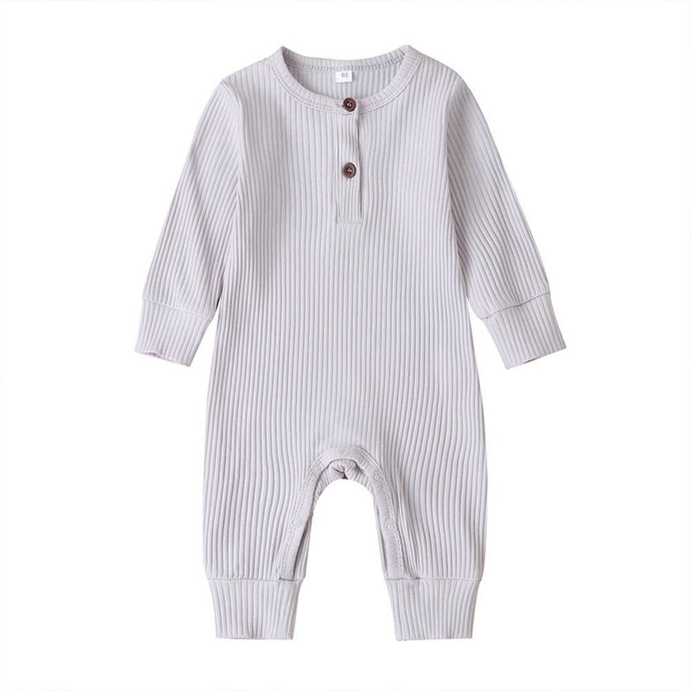 KYAIGUO Baby Newborn Cotton Romper Jumpsuit for Boys Girls Long Sleeve Soft Bodysuit Infant Solid Knitted Onesies Outfits Clothes