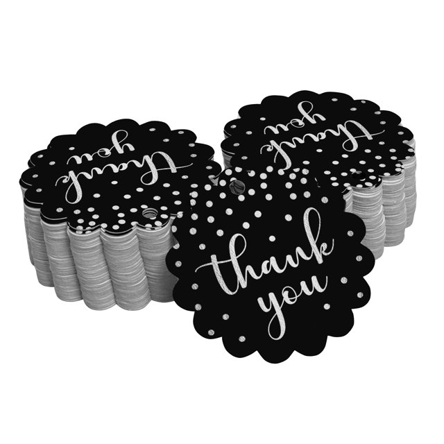 Inkdotpot Étiquettes de Douche Nuptiale Merci en Argent Véritable Papier Suspendu 100 Pcs