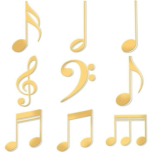 9pcs 1.6x1.6 Inch Musical Note Metal Stickers Musical Note Self Adhesive Gold Stickers Music Theme Metal Gold Stickers for Scrapbooks DIY Resin Crafts Phone Water Bottle Decor