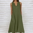 thumbnail image 2 of Summer Dresses For Women Casual Sleeveless Linen Flowy Beach Dress With Pockets, 2 of 5