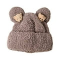thumbnail image 5 of dianhelloya Women Thick Hat Cartoon Ear Decor Soft Plush Windproof Warm Solid Color Knitted Elastic Anti-slip Lady Beanie Winter Headwear White, 5 of 8