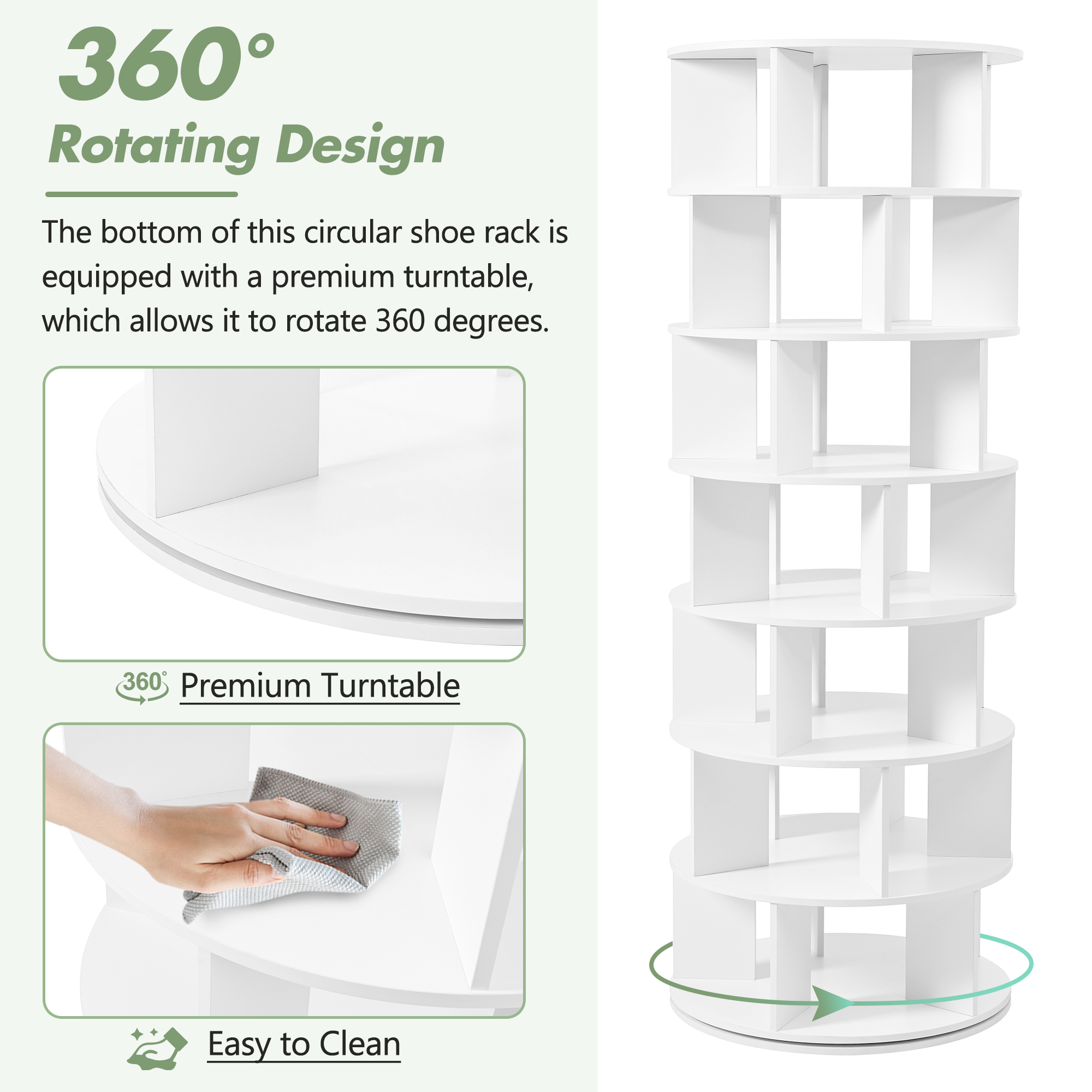 Euroco 360-Degree Rotating Shoe Rack Tower with Adjustable 7 Tiers and 35-Pair Capacity – Multifunctional Storage for Shoes, Bags, Hats, and Accessories
