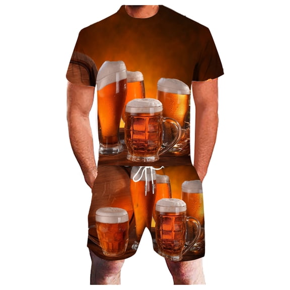 Vedolay men's summer shorts sets Men's Summer 2 Piece Outfits Casual Short Sleeve Shirts and Classic Fit Shorts Sets,White 4XL