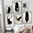 thumbnail image 3 of Carteles e impresiones de animales, Cuervo, Calavera, corazón, Granada, alce, búho, pintura en lienzo, imágenes artísticas de pared para Bar, habitación de Club, decoración del hogar, regalo, 3 of 4