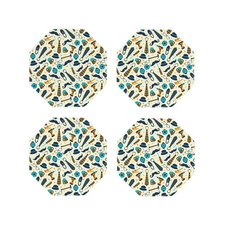 

Matuu Fathers day for Cup Coasters Set of 4 Leather Coasters Desk Coasters for Office Measures 4” x 4”-Octagon