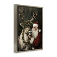 thumbnail image 3 of Stupell Industries Santa & Reindeer Portrait Holiday Painting Brown Floater Framed Canvas Art Print Wall Art, 25 x 31, 3 of 9
