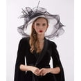thumbnail image 3 of Women's Church Hat Organza Fascinator Wedding Tea Party Hat Wide Brim Sun Hat, 3 of 6