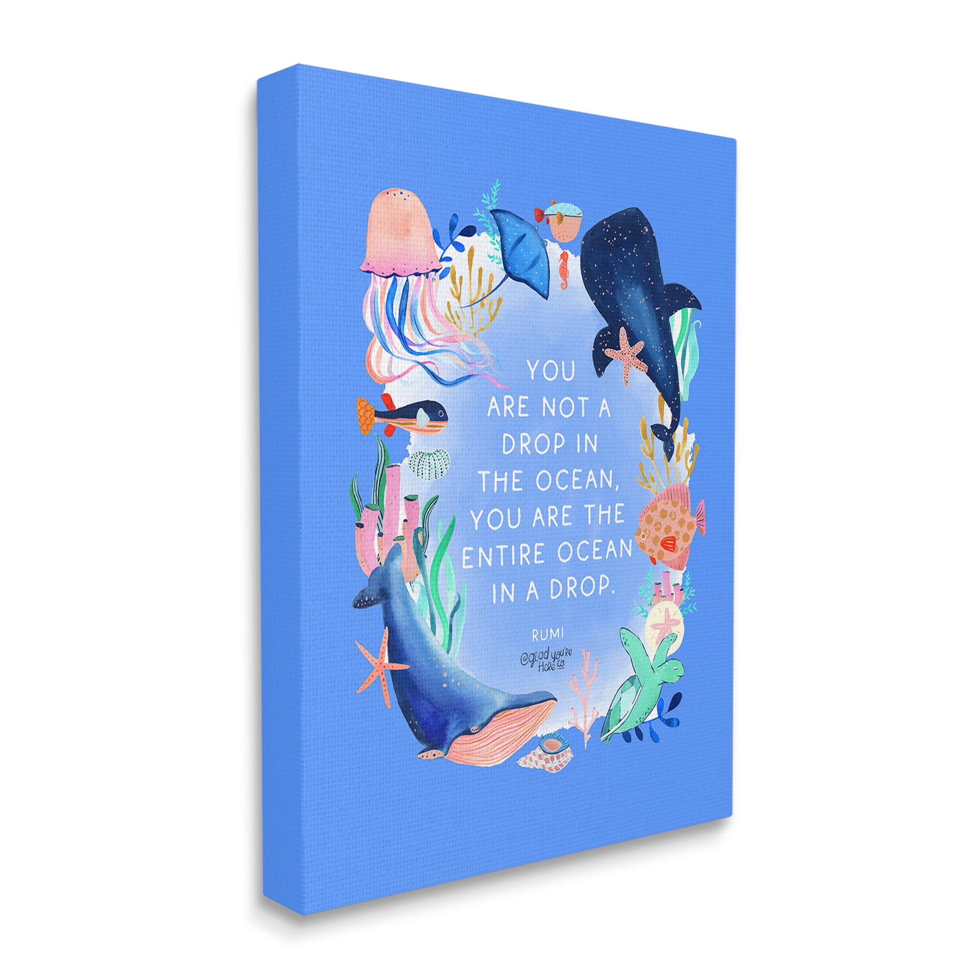 Stupell Industries Ocean In A Drop Phrase Animals & Insects Painting Gallery Wrapped Canvas Art Print Wall Art, 36 x 48