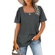 thumbnail image 4 of Camisas casuales para mujer, manga corta, manga abullonada, manga corta abullonada, cuello cuadrado, manga corta, optimizadas para la excelencia, 4 of 6