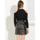 thumbnail image 5 of Allegra K Mini Falda Acampanada De Pu Cereza Bordado Para Mujer Negro XS Unique Bargains Falda, 5 of 7