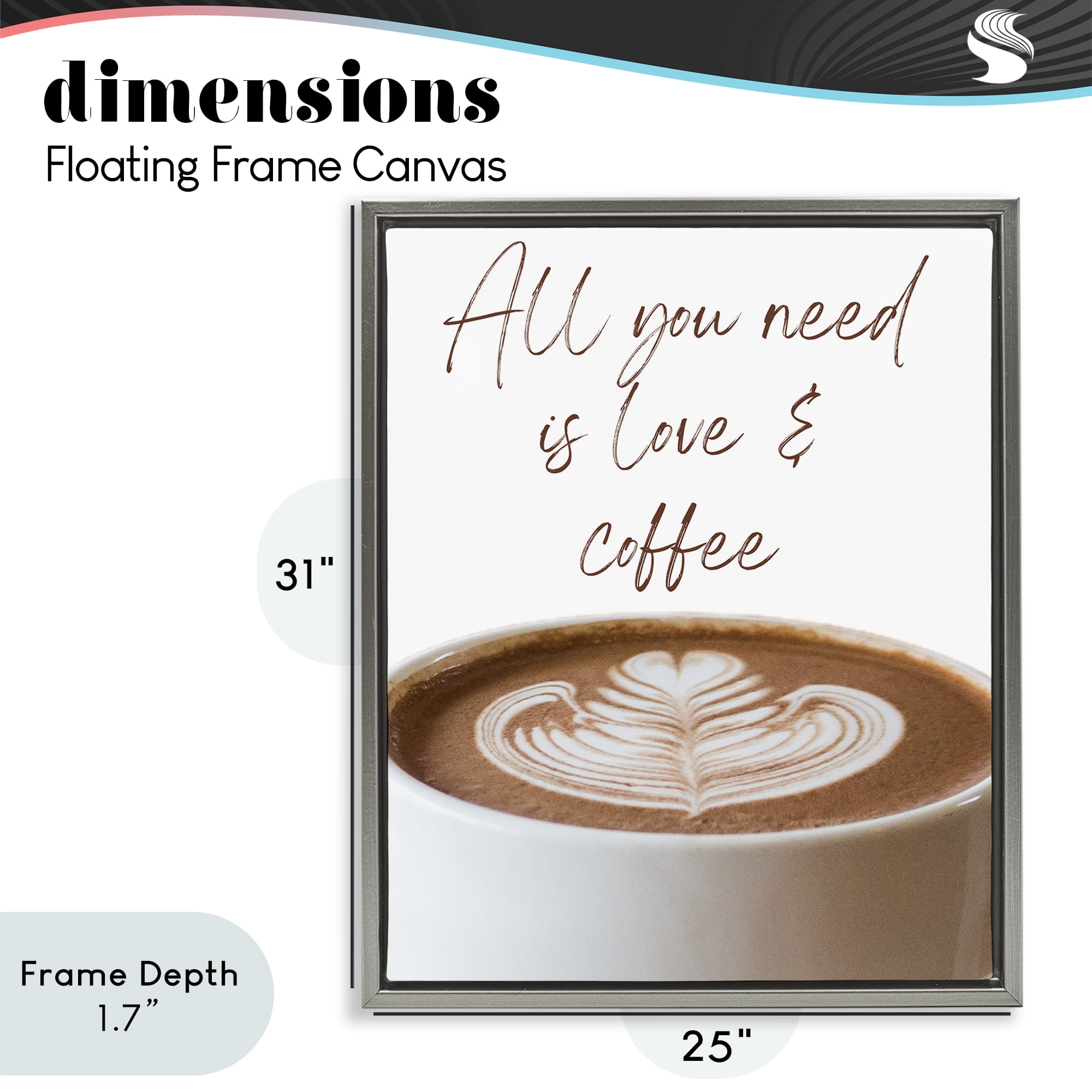 Stupell Industries All You Need Love & Coffee Gray Framed Floater Canvas Wall Art, design by Jesse Keith