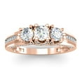 thumbnail image 4 of Dazzlingrock Collection 1.00 Carat (ctw) 14K Round Diamond Ladies Vintage 3 Stone Engagement Ring 1 CT, Rose Gold, Size 5, 4 of 6