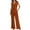Orange, variant on Ashirexll Wide Leg Jumpsuits for Women, Linen Overalls for Women, Fashion Summer Solid Casual V Neck Sleeveless Belted High Waist Long Pants Rompers Dark Blue M