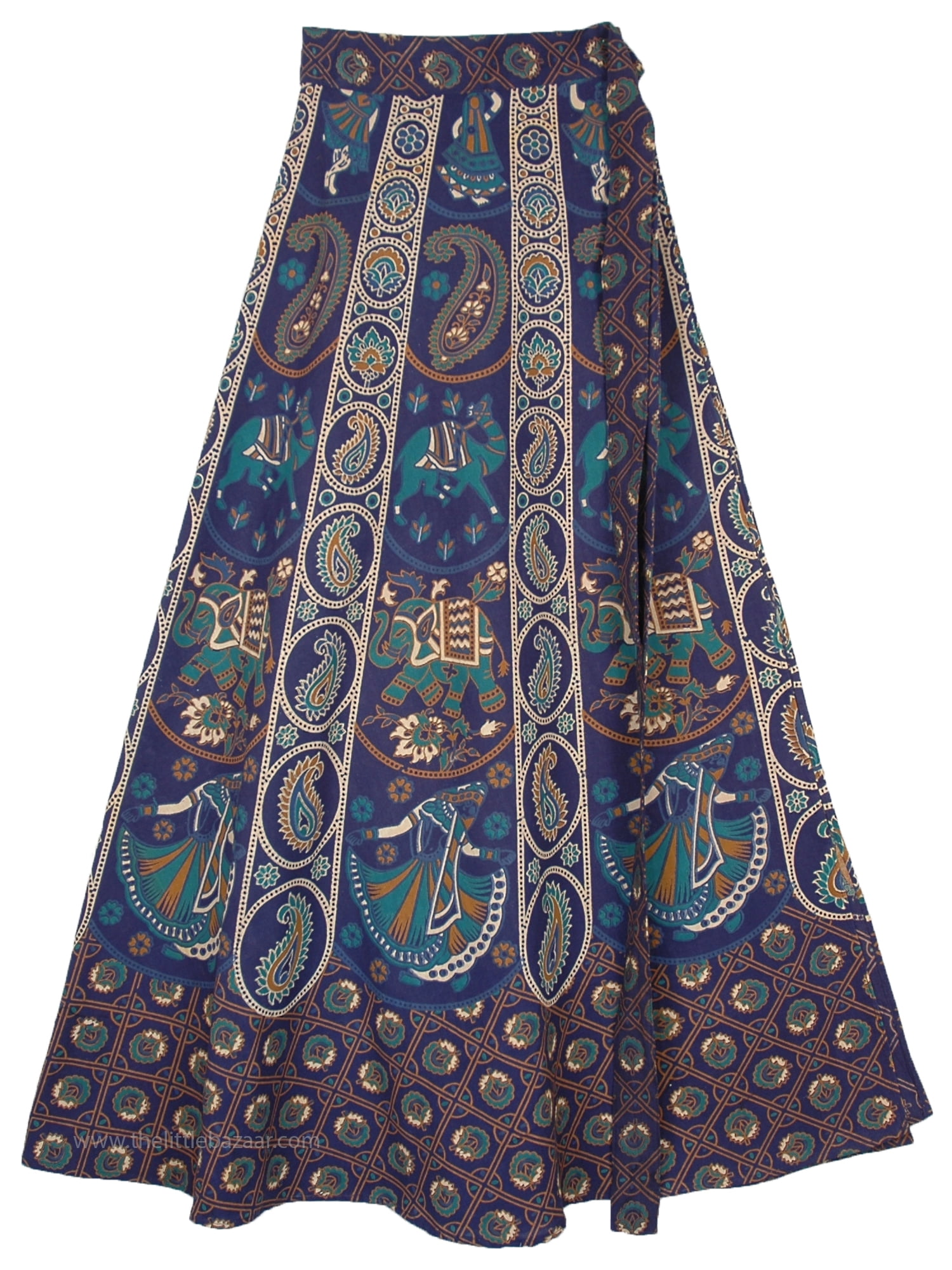 Indian Dancing Girl Blue Ethnic Wrap Skirt