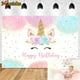 thumbnail image 4 of Fondo de fotografía de unicornio para niña, decoración de fiesta de cumpleaños, arcoíris, Floral, Princesa, foto de fondo, pancarta de cumpleaños para Baby Shower, 4 of 4