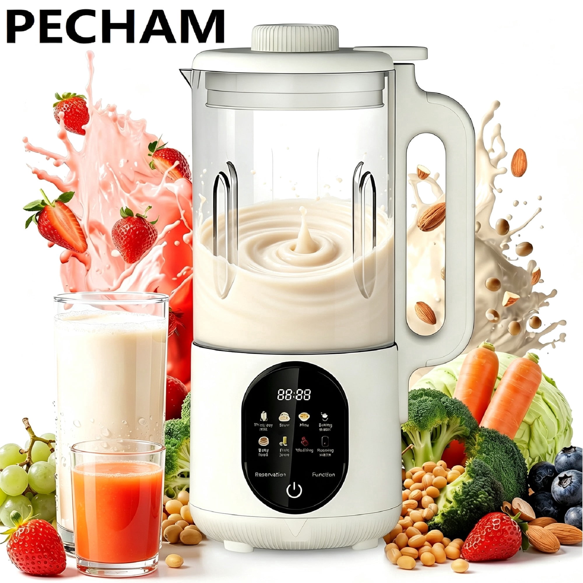 PECHAM 10-in-1 Automatic Nut Milk Maker, 50oz Soy Milk Maker Machine with Self-Cleaning, Delay Start for Homemade Oat Milk Maker