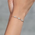 thumbnail image 4 of Gem Stone King 925 Silver and 10K Yellow Gold Sky Blue Aquamarine and Lab Grown Diamond Bracelet for Women | 1.95 Cttw | Gemstone April Birthstone | Round 5MM | Fully Adjustable 9 inch, 4 of 5