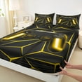 thumbnail image 3 of Castle Fairy Kids Teens Boys Abstract Gamepads Gamer Twin Sheet Sets 3pcs,Geometric Plaid Futuristic Cubes Twin Fitted Sheet Microfiber,Black Yellow Breathable Flat Sheet,Microfiber Bedroom Decor, 3 of 7